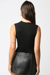 Black Asymmetric Rouched Tank