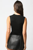 Black Asymmetric Rouched Tank