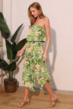 Green Leaf Strapless Jumpsuit