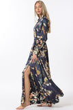 Navy Floral Print Wrap Dress