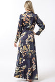 Navy Floral Print Wrap Dress