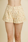 Yellow Floral Eyelet Shorts
