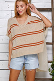 Taupe V-Neck Knit Top