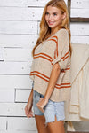 Taupe V-Neck Knit Top