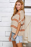 Taupe V-Neck Knit Top
