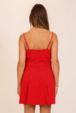 Red Waist Ribbon Mini Dress