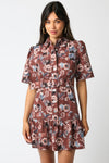 Rust Colored Floral Button Dress