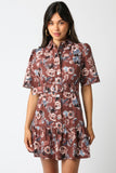 Rust Colored Floral Button Dress