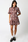 Rust Colored Floral Button Dress