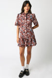 Rust Colored Floral Button Dress
