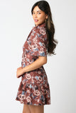 Rust Colored Floral Button Dress