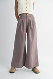 Dark Mauve Pleated Wide Leg Jeans