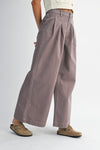 Dark Mauve Pleated Wide Leg Jeans