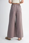 Dark Mauve Pleated Wide Leg Jeans