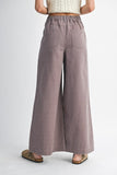 Dark Mauve Pleated Wide Leg Jeans