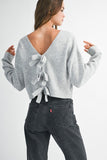 Heather Grey Back Bow Knit Top