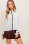 Ivory Long Sleeve Hidden Button Blouse
