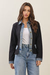 Black & Denim Layered Look Knit Jacket