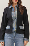 Black & Denim Layered Look Knit Jacket