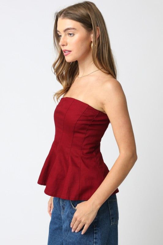 Burgundy Sleeveless Flare Top