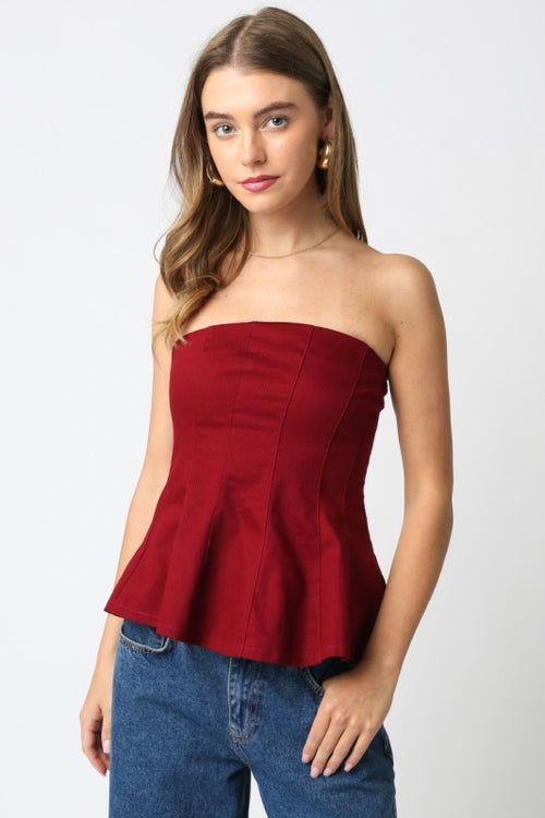 Burgundy Sleeveless Flare Top