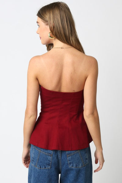 Burgundy Sleeveless Flare Top