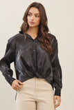 Twisted Hem Satin Blouse