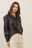 Twisted Hem Satin Blouse