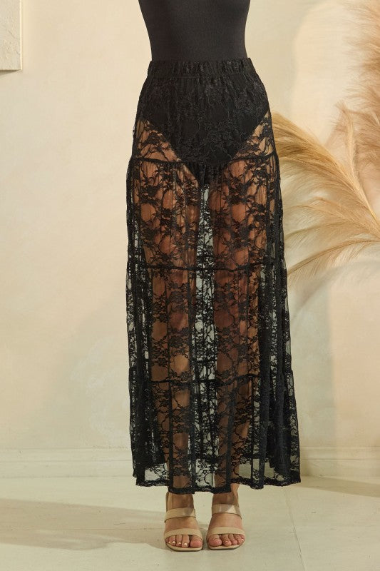 Black Lace Maxi Skirt