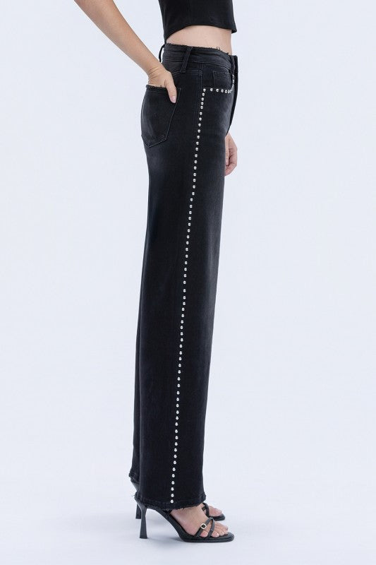 Ava Black High Rise Studded Jeans
