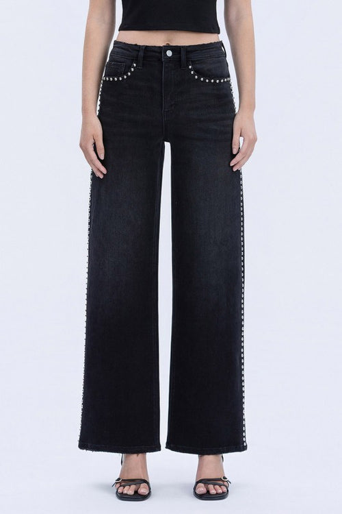 Ava Black High Rise Studded Jeans