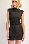 Black Sleeveless Shimmer Bodycon Mini Dress