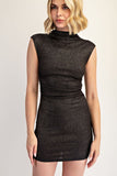 Black Sleeveless Shimmer Bodycon Mini Dress