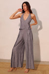 Denim Plaid Linen Halter and Pants Set