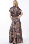 Button Down Elastic Waisted Belted Maxi Dress