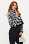 Charcoal long Sleeve Chinchilla Cropped Jacket