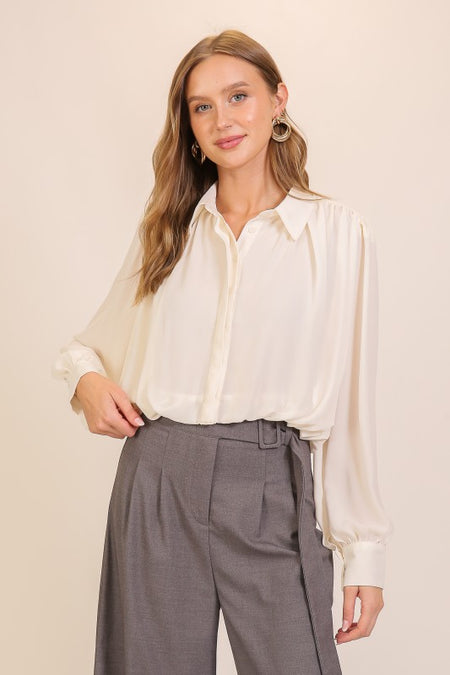 Lilac Ruffle Shoulder Blouse