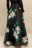Black Floral Printed Maxi Skirt