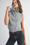 Grey Side Opening Knit Vest