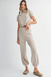 Taupe Knit Sweater Pants and Scarf Set