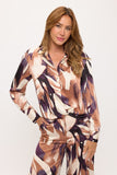 Mauve Abstract Print Blouse With Twisted Hem Detail