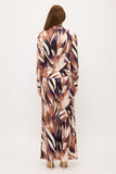 Mauve Abstract Print Blouse With Twisted Hem Detail