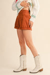 Orange Suede Cuffed Shorts