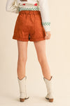 Orange Suede Cuffed Shorts