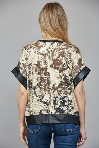 Black and Gold Abstract Patterned Blouse