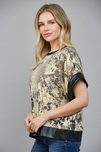Black and Gold Abstract Patterned Blouse