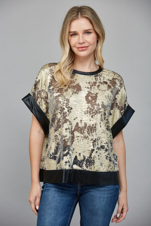 Black and Gold Abstract Patterned Blouse