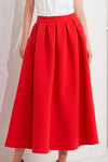 Red Woven Full Midi Skirt