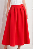 Red Woven Full Midi Skirt