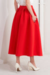 Red Woven Full Midi Skirt